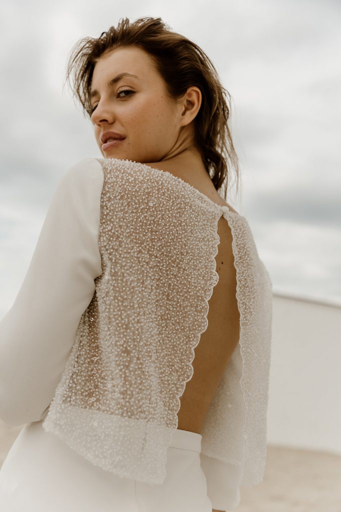Top NYX Maite Bailleul 2023 dos ouvert perles
