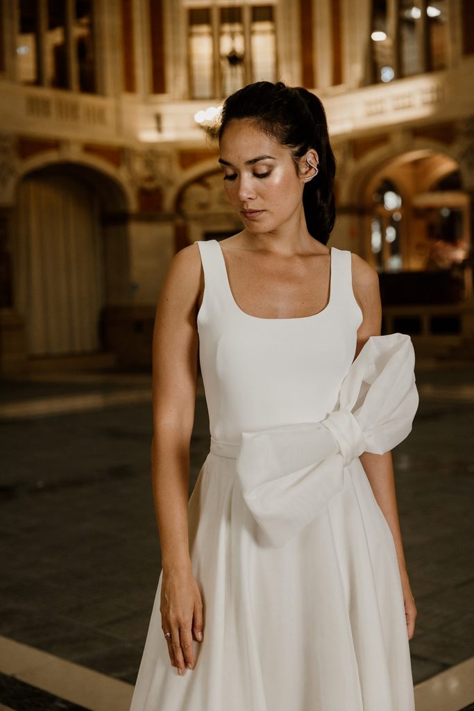 Robe de mariée Sixtine Maite Bailleul Masterpiece 2025 vue de face avec nœud
