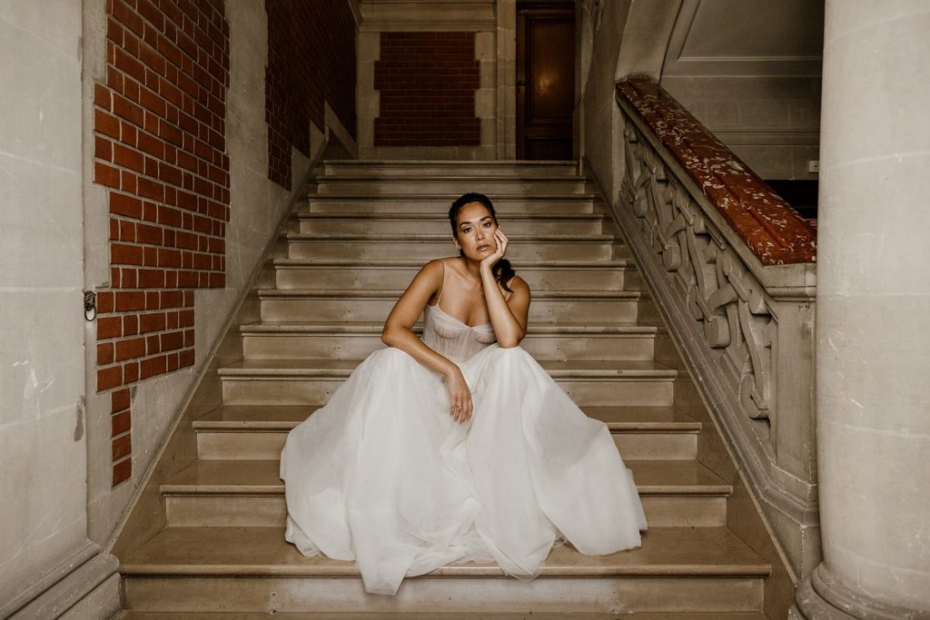 Robe de mariée Venus Maite Bailleul 2025 assise bustier structuré tulle bretelles jupe trapèze