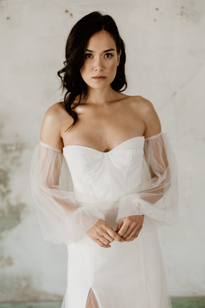Ensemble Marlene et Wayne Maite Bailleul 2024 bustier structuré jupe fendue sur mesure