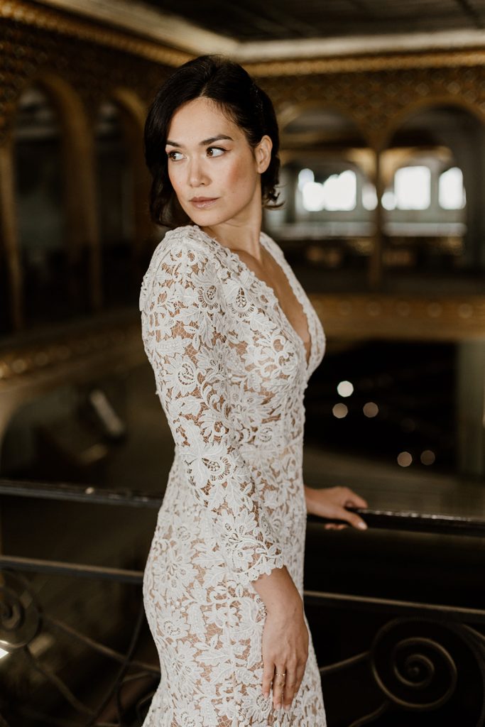 Robe de mariée IRENE Maite Bailleul 2024 dentelle guipure sirène vue de côté
