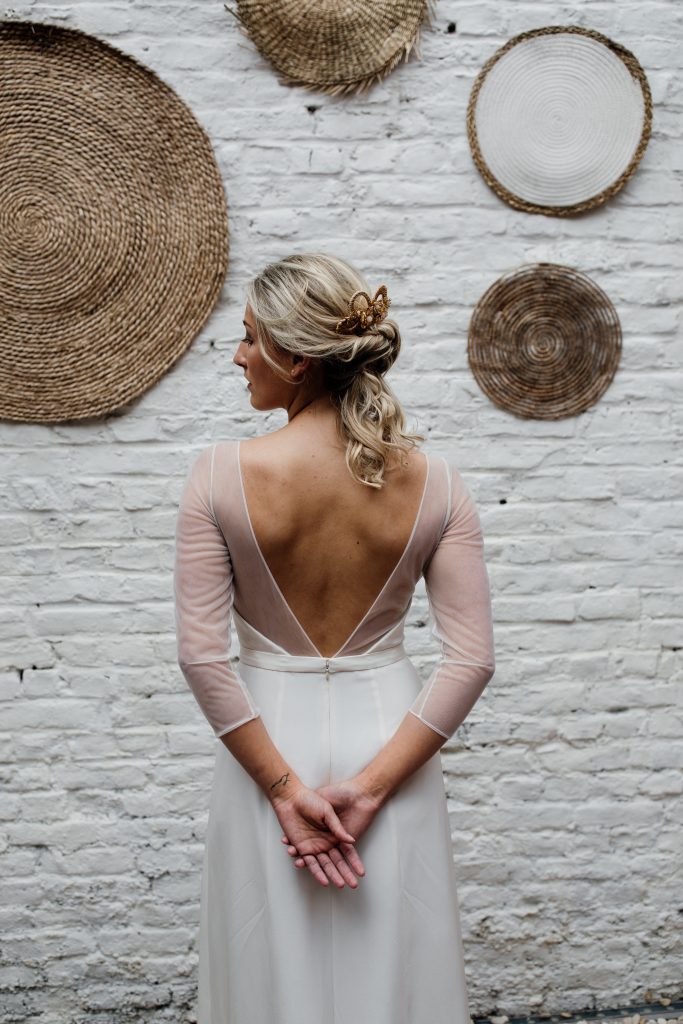 Dos nu robe de mariée Vera collection botanique par Maité Bailleul